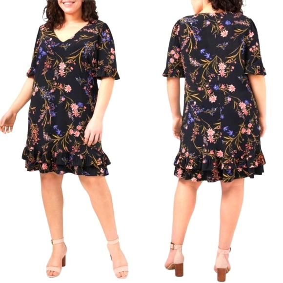 CeCe Dresses & Skirts - CECE Garden Floral Ruffled Kint Dress Multi-colored Womens Plus Sz 3X